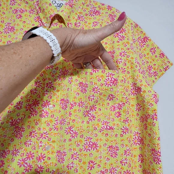 Vintage Lilly Pulitzer Seersucker Cotton Men’s Funky Floral Button Down Shirt S